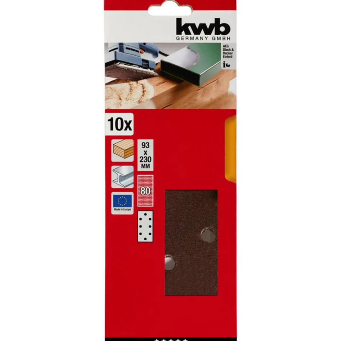 Schleifstreifen Holz und Metall 93 x 230 mm K80 ^ kwb Hot