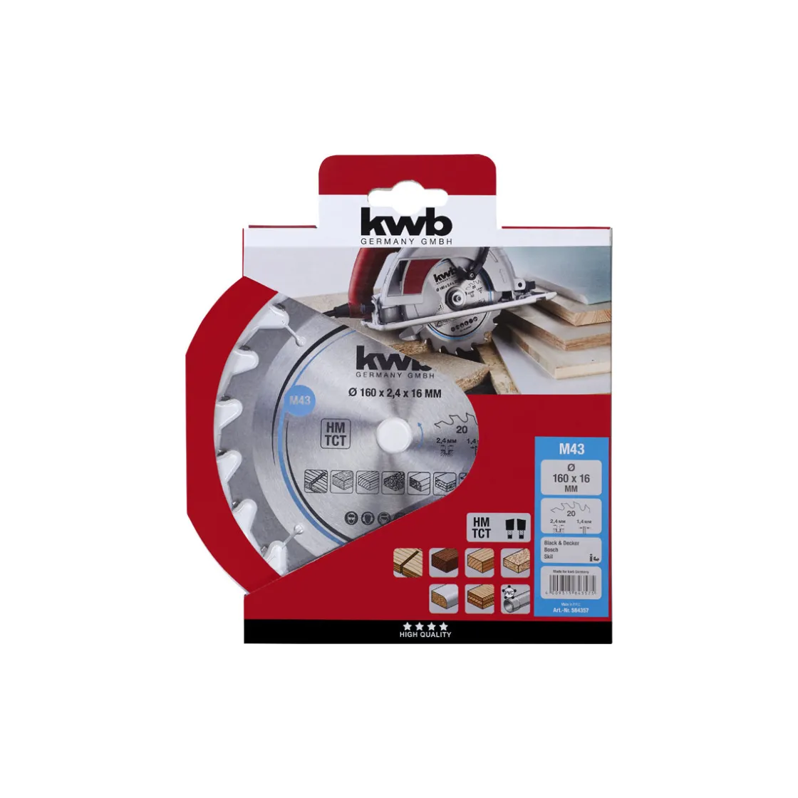 Spanplatten-Kreissägeblätter für Handkreissägen Durchmesser 160x16 mm ^ kwb Hot