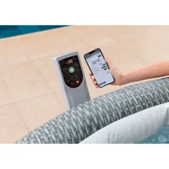 LAY-Z-SPA Whirlpool Bali 196x71cmGrau Rattan Rund ^ Bestway Outlet