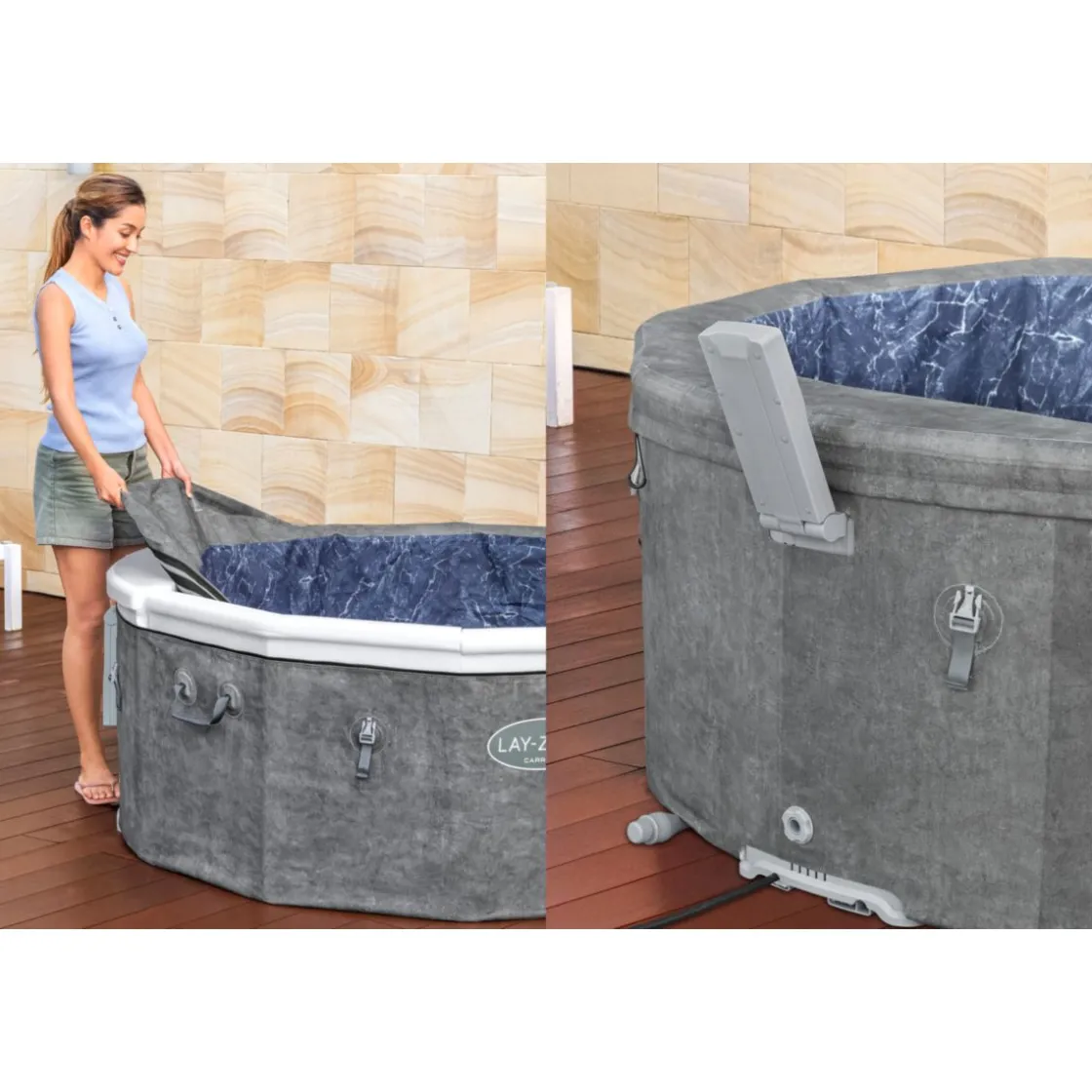 LAY-Z-SPA Whirlpool Carrara 170x65Foam Spa UltraFit Smart grau ^ Bestway Sale