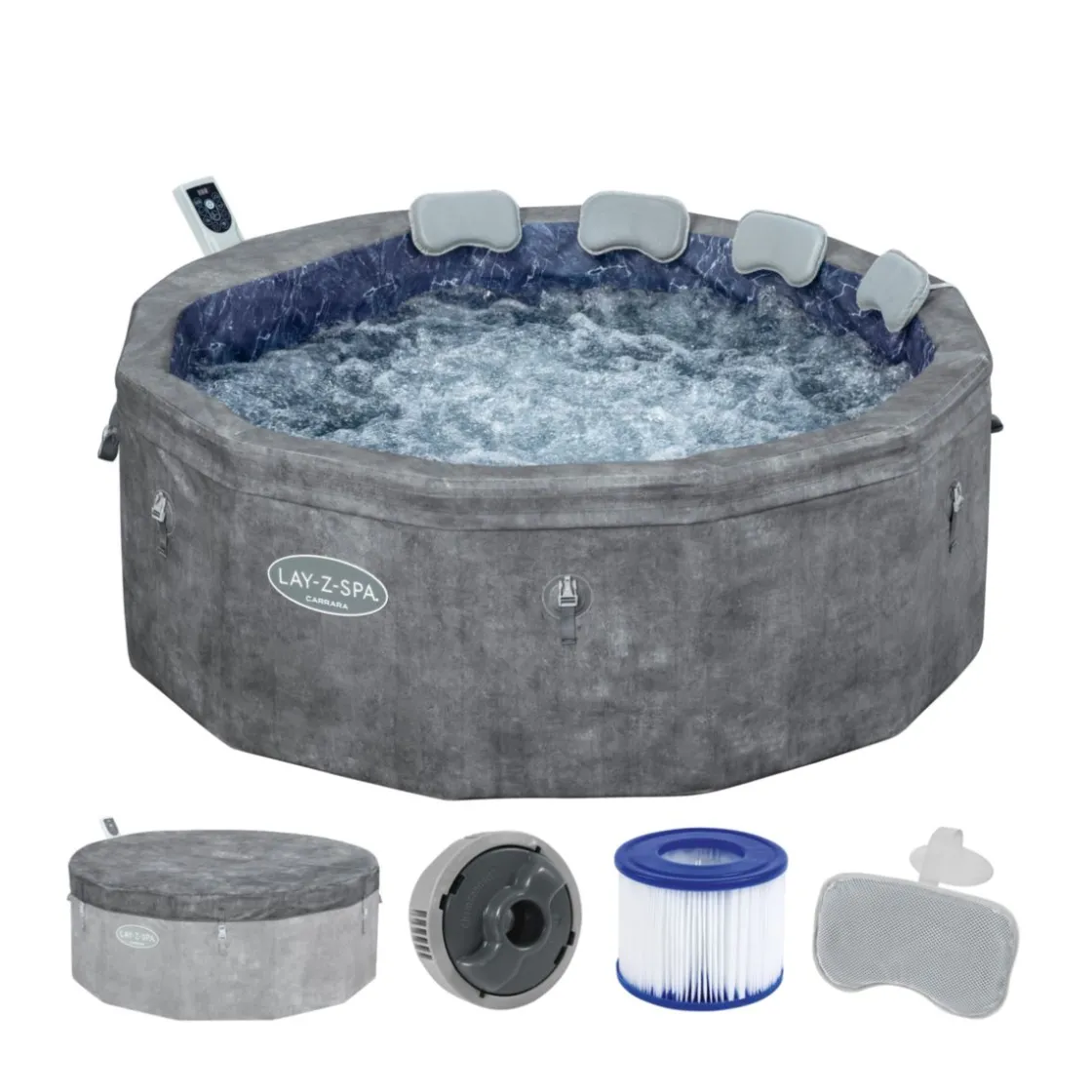 LAY-Z-SPA Whirlpool Carrara 170x65Foam Spa UltraFit Smart grau ^ Bestway Sale