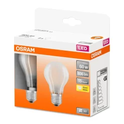 LED Gluehlampe E27 806lm 2.700 K 60WErsatz warmweiss Filament matt 2er Pack ^ Osram Best