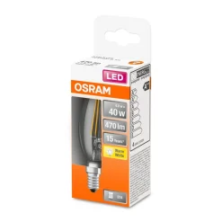 LED Kerze E14 470lm 2.700K 40 WErsatz warmweiss Filament klar ^ Osram Sale