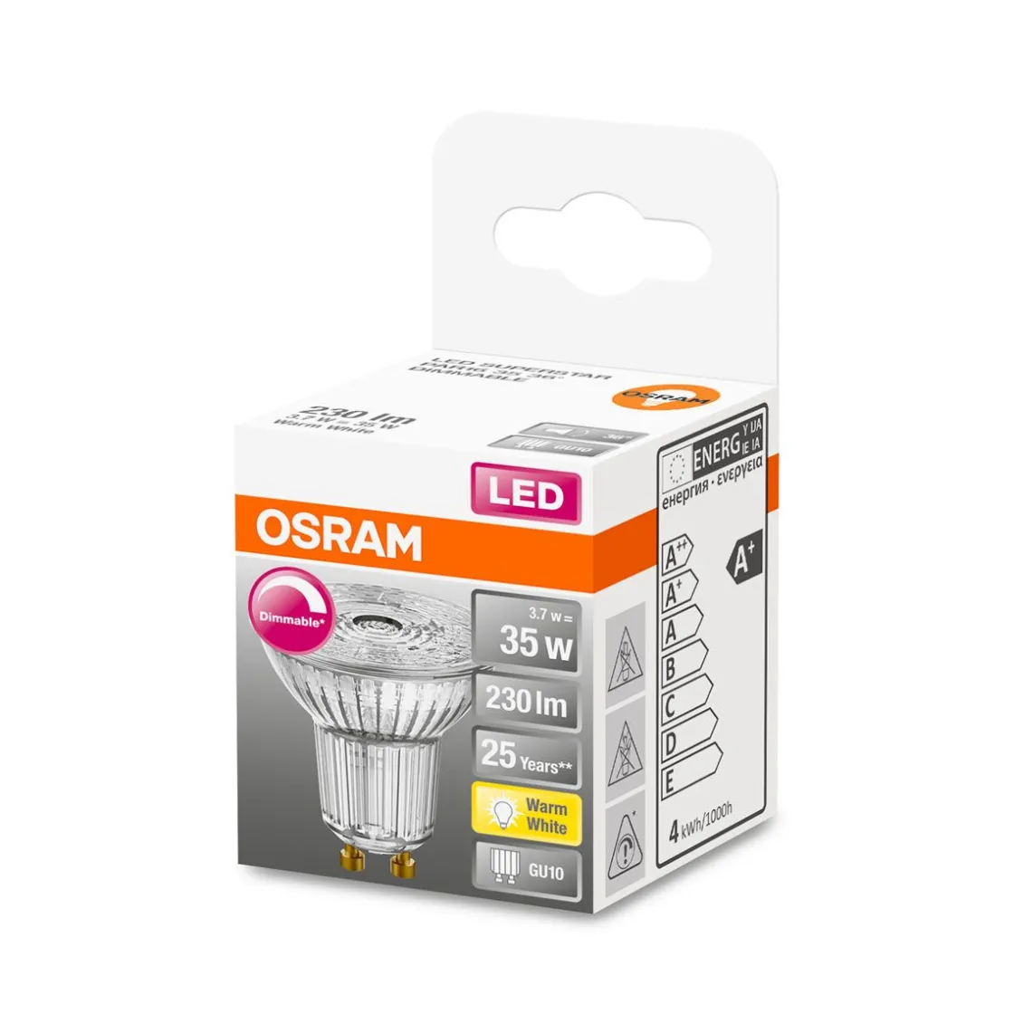 LED Reflektor 36grad dim GU10 230lm 2.700k 35 W Ersatz warmweiss ^ Osram Online
