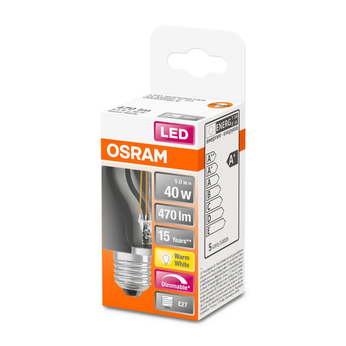 LED Tropfen dim E27 470lm 27K 40 WErsatz warmweiss Filament klar ^ Osram Sale