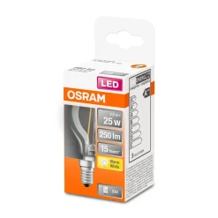 LED Tropfen E14 250lm 2.700K 25 WErsatz warmweiss Filament klar ^ Osram Sale
