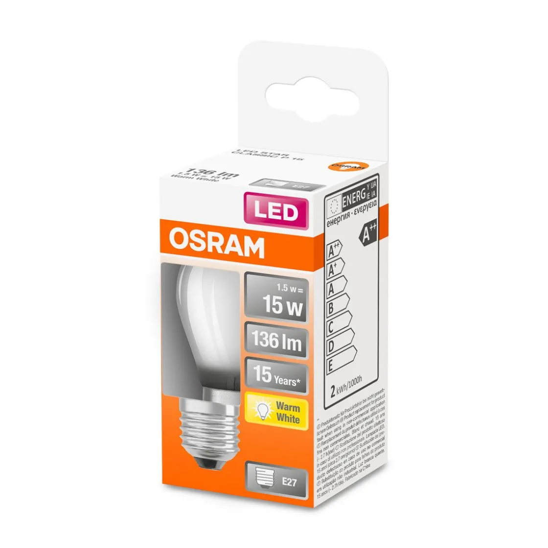LED Tropfen E27 136lm 2.700K 15 WErsatz warmweiss Filament matt ^ Osram Sale