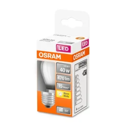 LED Tropfen E27 470lm 2.700K 40 WErsatz warmweiss Filament matt ^ Osram