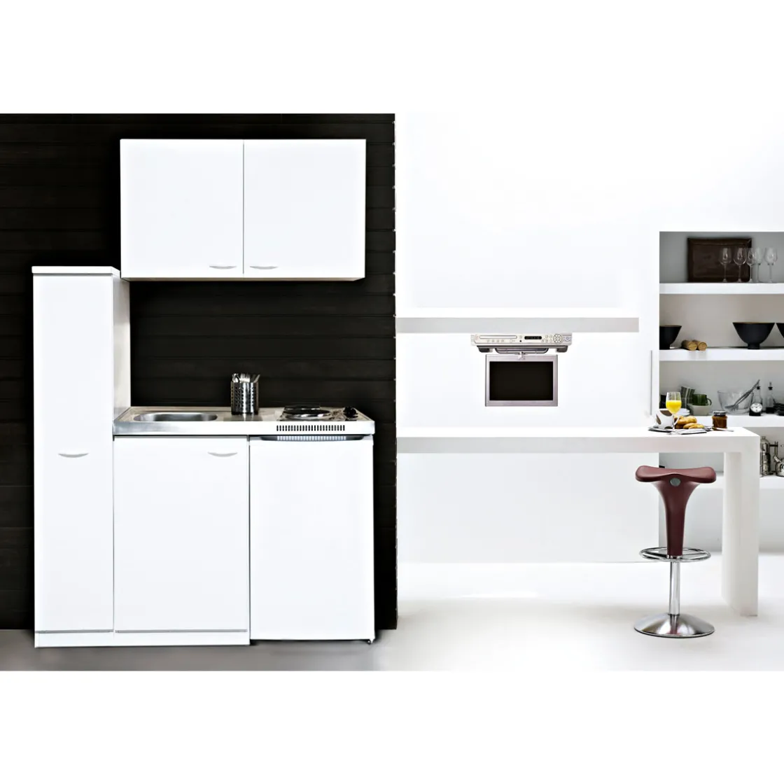 Minikueche weiss 100x60cm Pantry 100Smit Siebkorbventil ^ Respekta New
