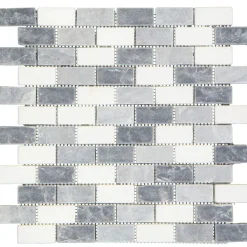 Mosaikfliese Nero Mix getrommelt 30,5 x 30,5 cm ^ Clearance