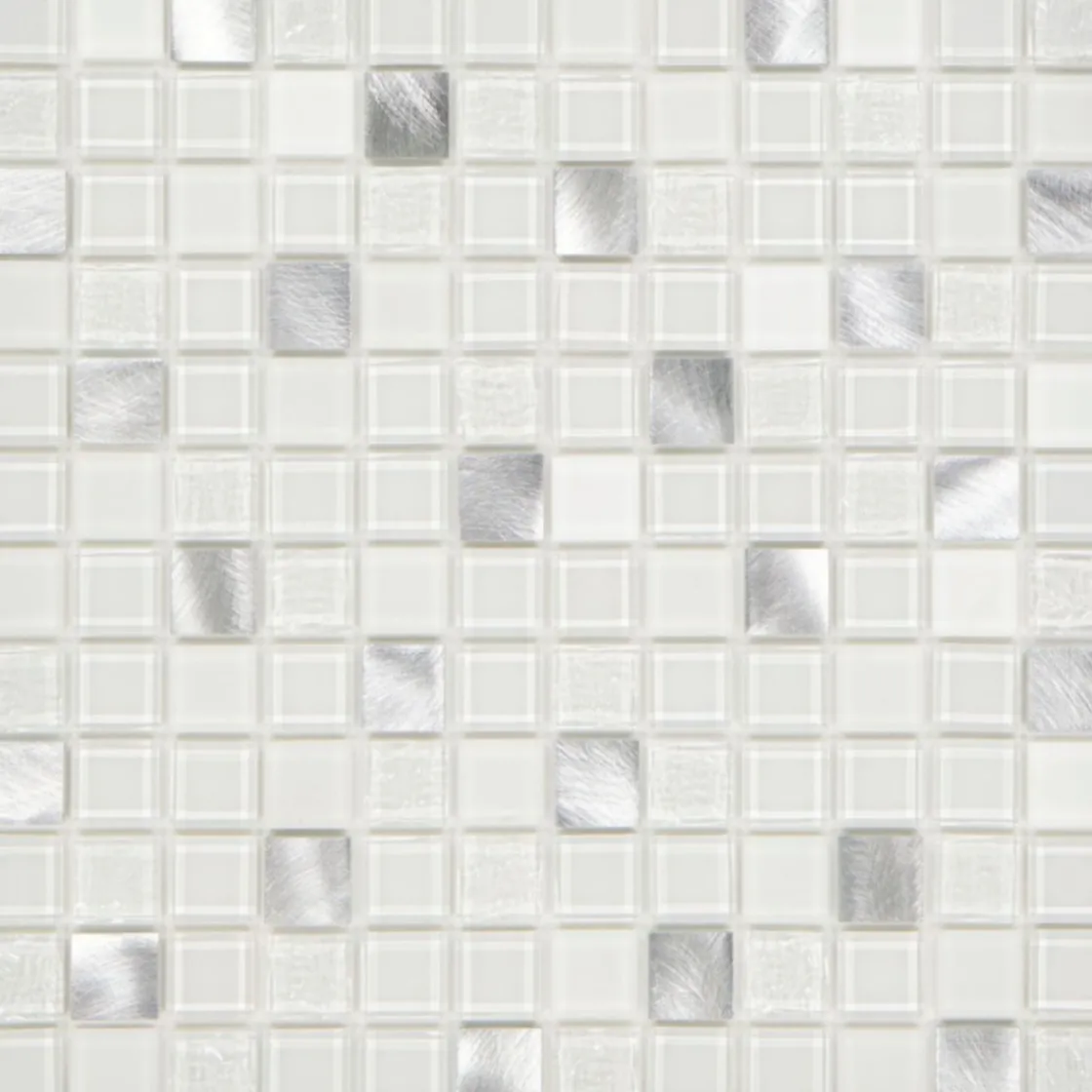 Mosaikfliese X-Glue Glas Alu-Weiß 30 x 30 cm selbstklebend ^