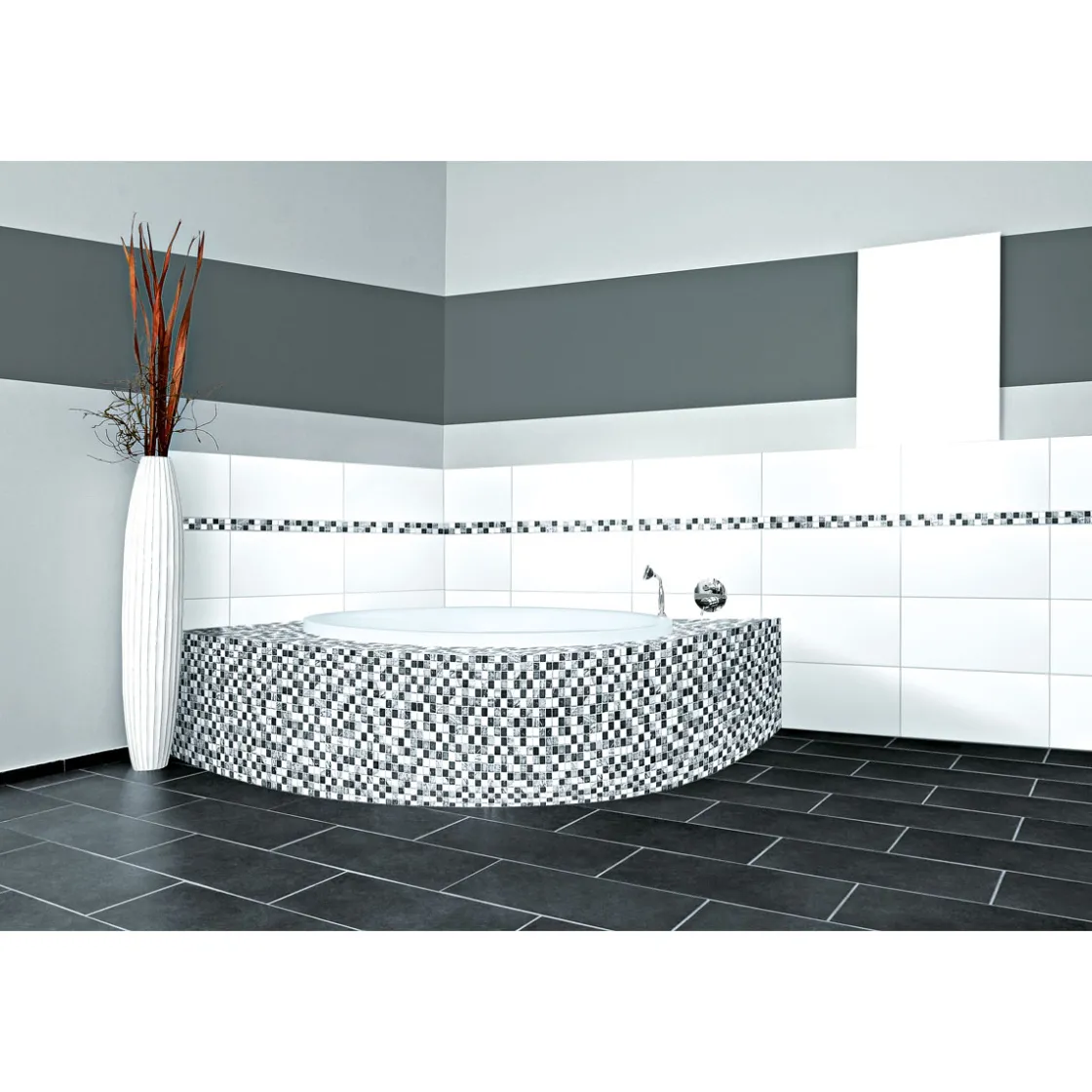 Mosaik Marmormatten 23/23 grau-weiß 30 x 30 x 0,8 cm ^ Outlet