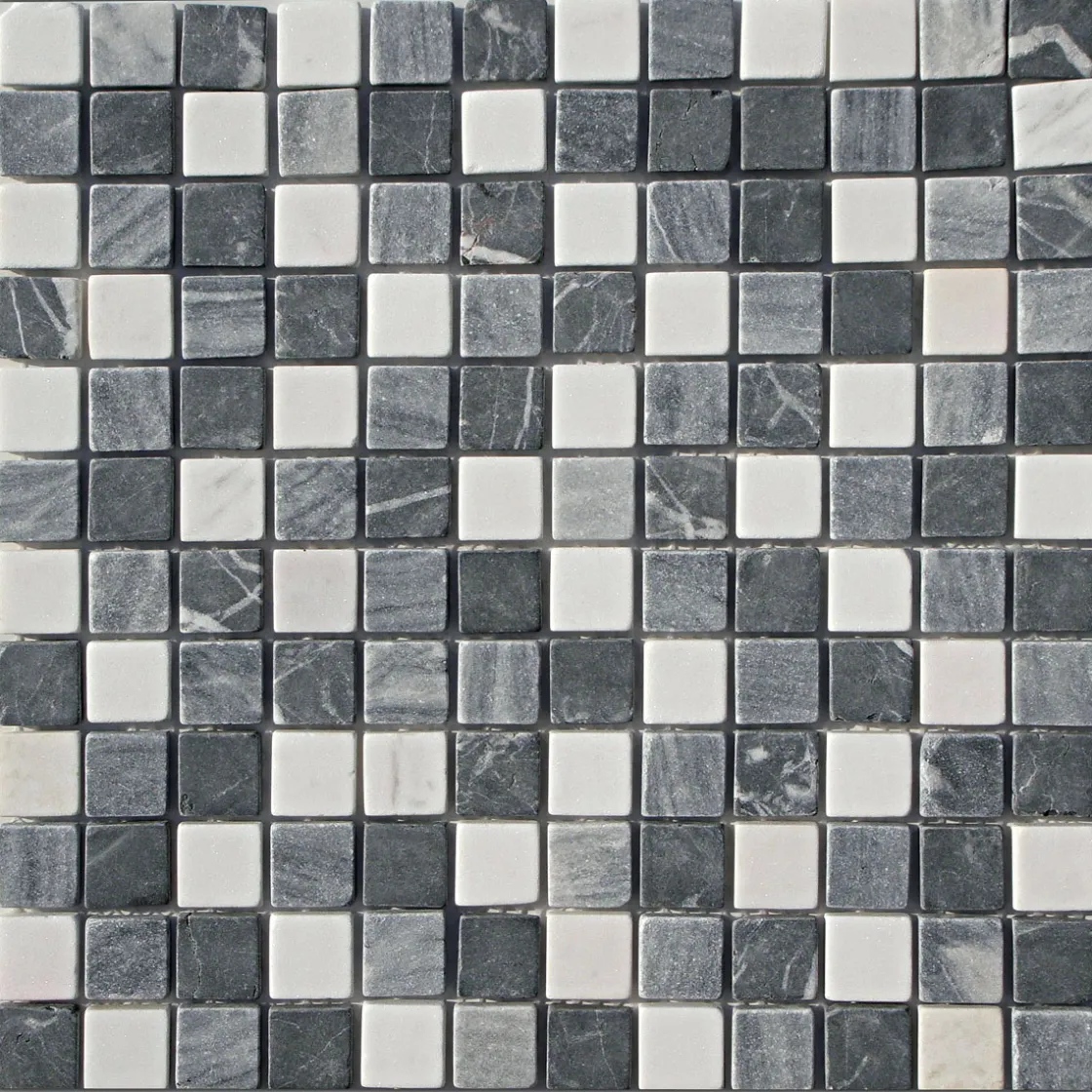 Mosaik Marmormatten 23/23 grau-weiß 30 x 30 x 0,8 cm ^ Outlet