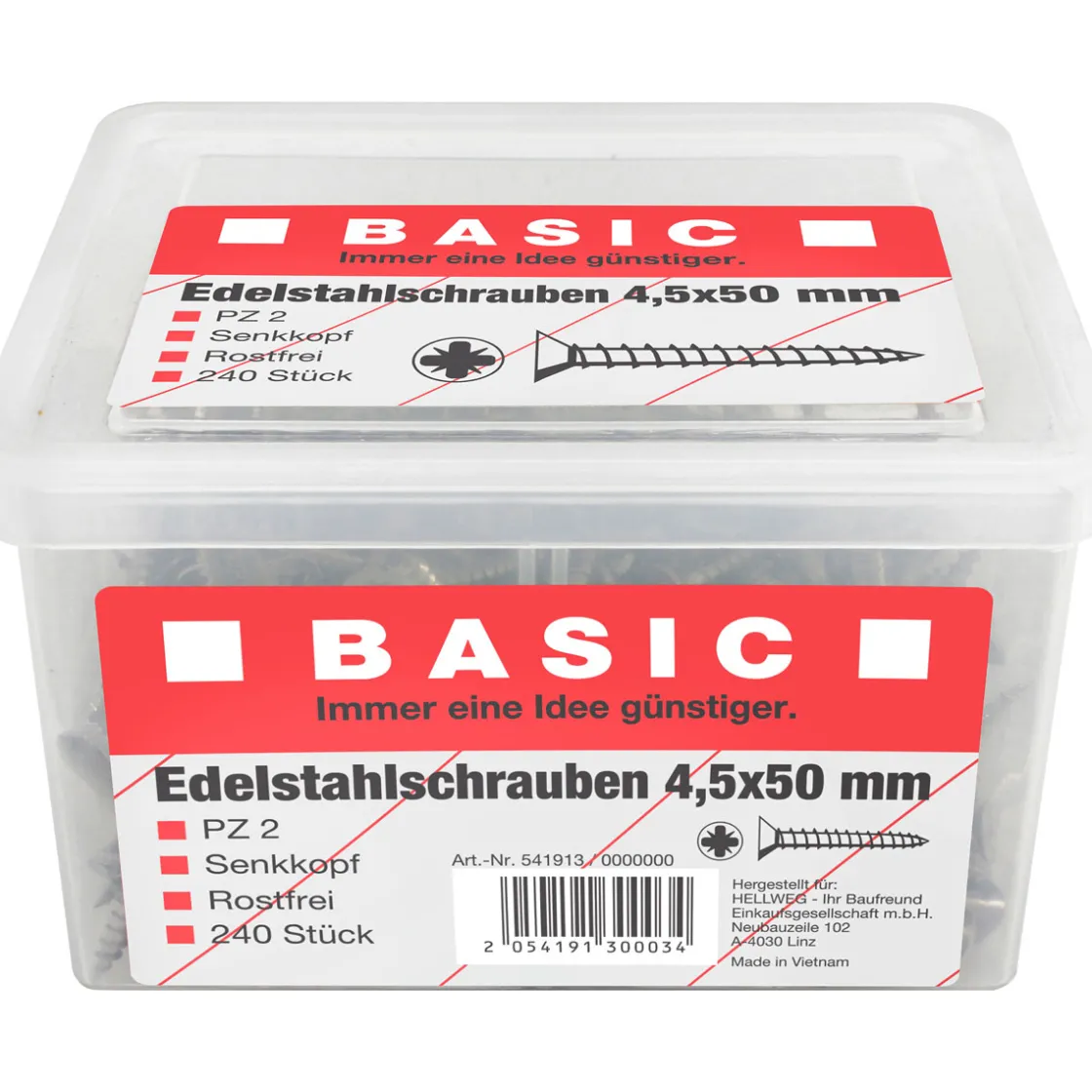 Edelstahlschraube 4,5 x 50 mm 240 Stück im Eimer ^ MyTool Best