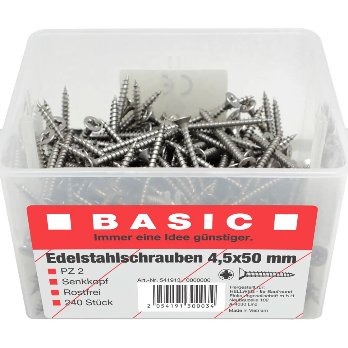 Edelstahlschraube 4,5 x 50 mm 240 Stück im Eimer ^ MyTool Best