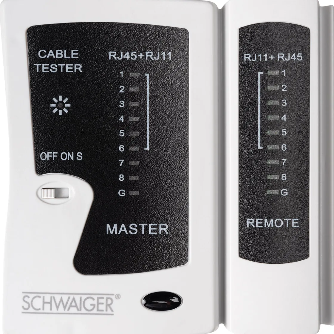 Netzwerkkabeltester f. RJ45 und RJ11 ^ Schwaiger Hot