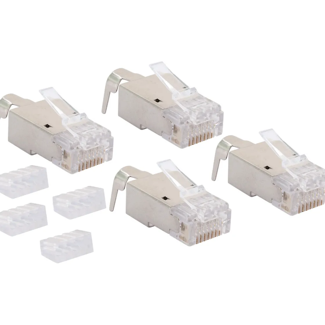 Netzwerkstecker 8-8- 4 Stueck CAT 6a/CAT7 silber/grau ^ Schwaiger Hot