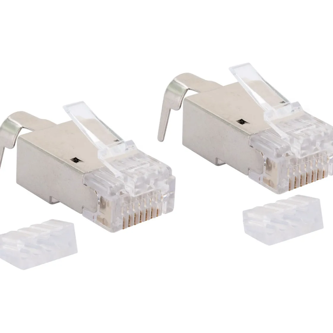 Netzwerkstecker 8-8- 2 Stueck CAT 6a/CAT7 silber/grau ^ Schwaiger