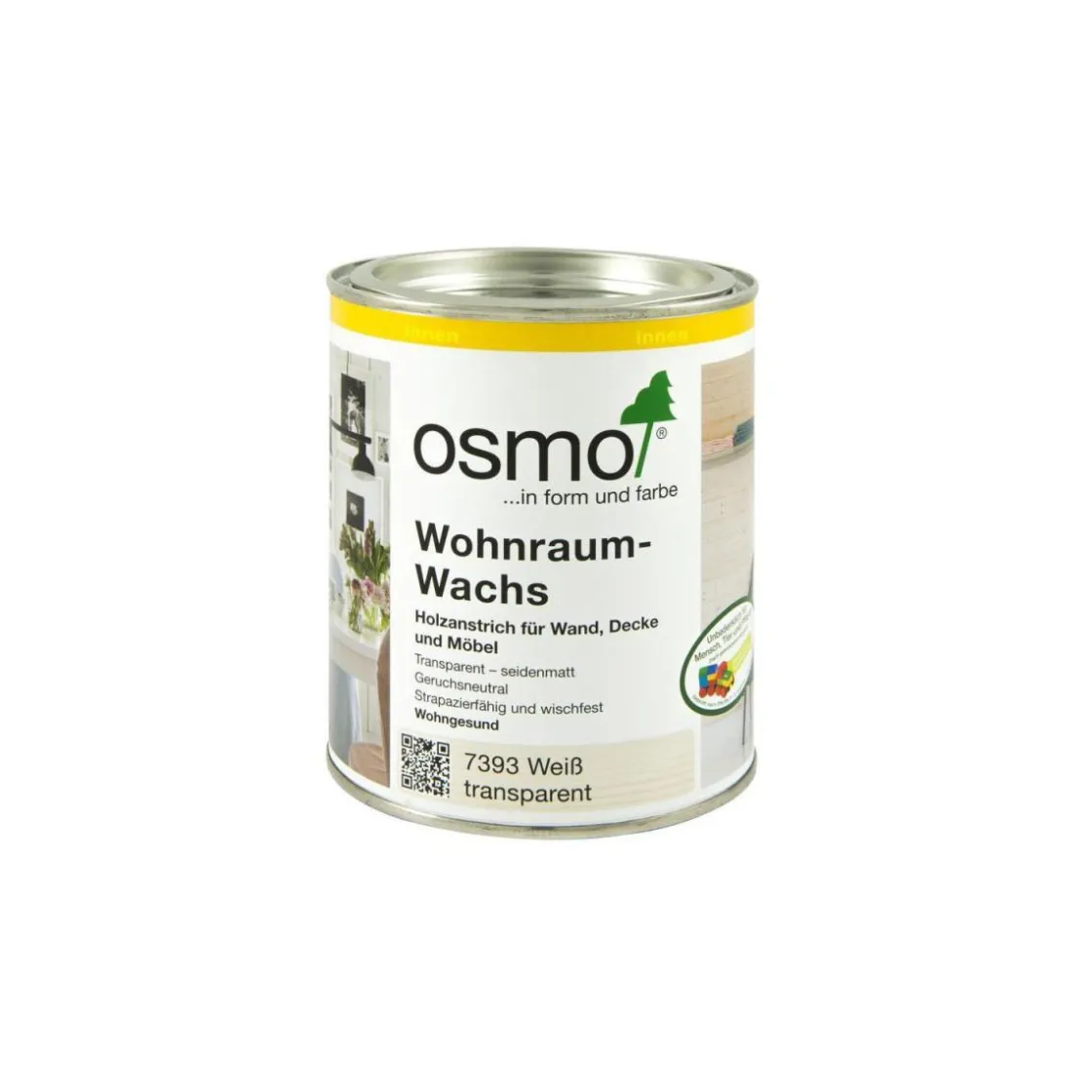 Wohnraum-Wachs Weiß transparent 750ml ^ Osmo New