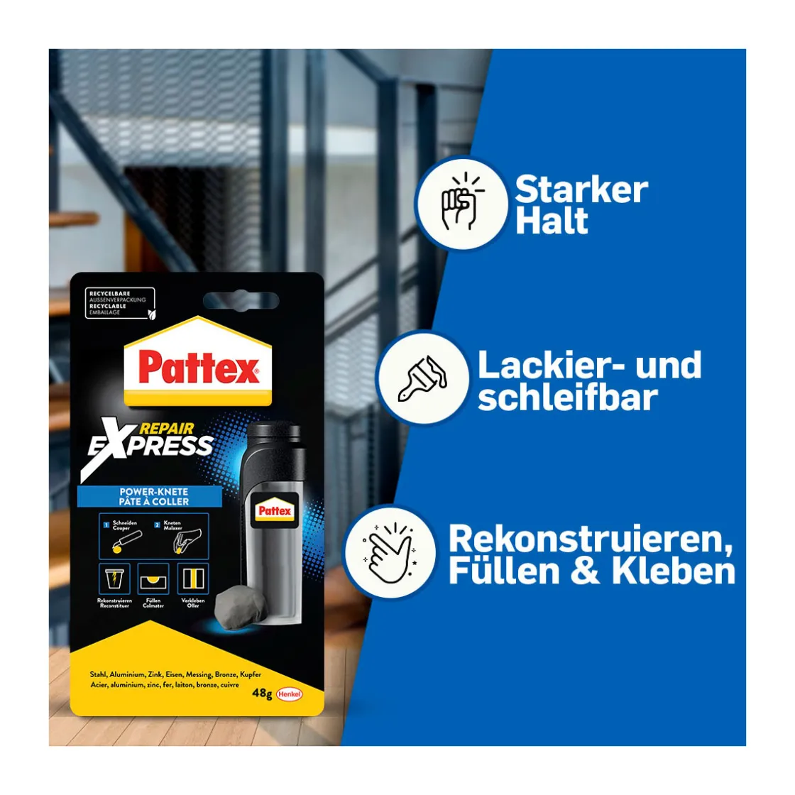 Knetmasse Repair Express Powerknete 48 g ^ Pattex Discount
