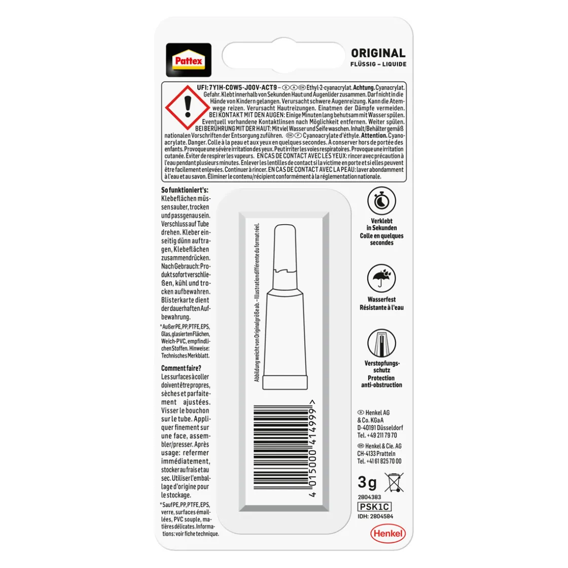 Sekundenkleber Flüssig 3 g ^ Pattex Outlet