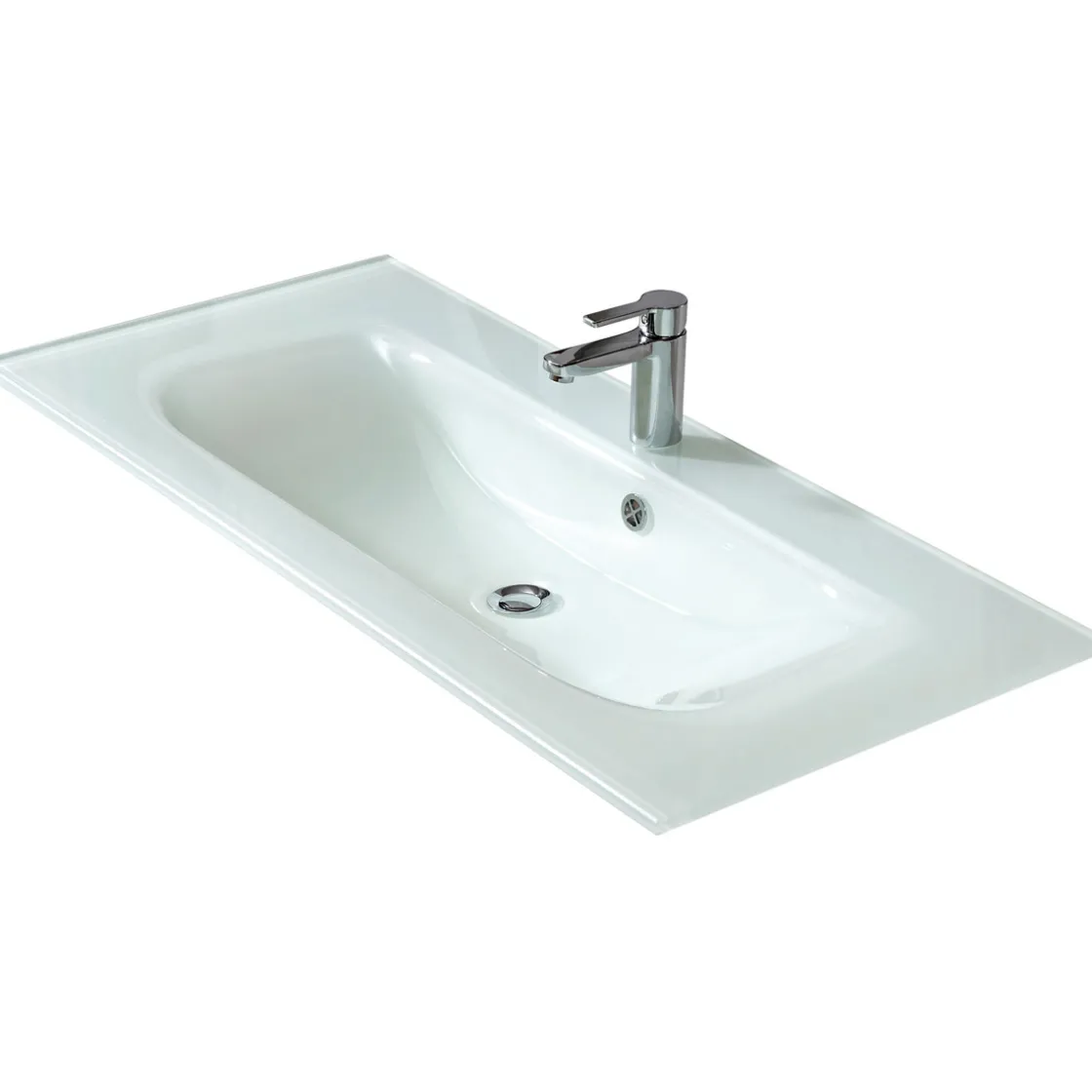 Glaswaschtisch Trentino weiß 107 x 1,5 x 50 cm ^ Pelipal Hot