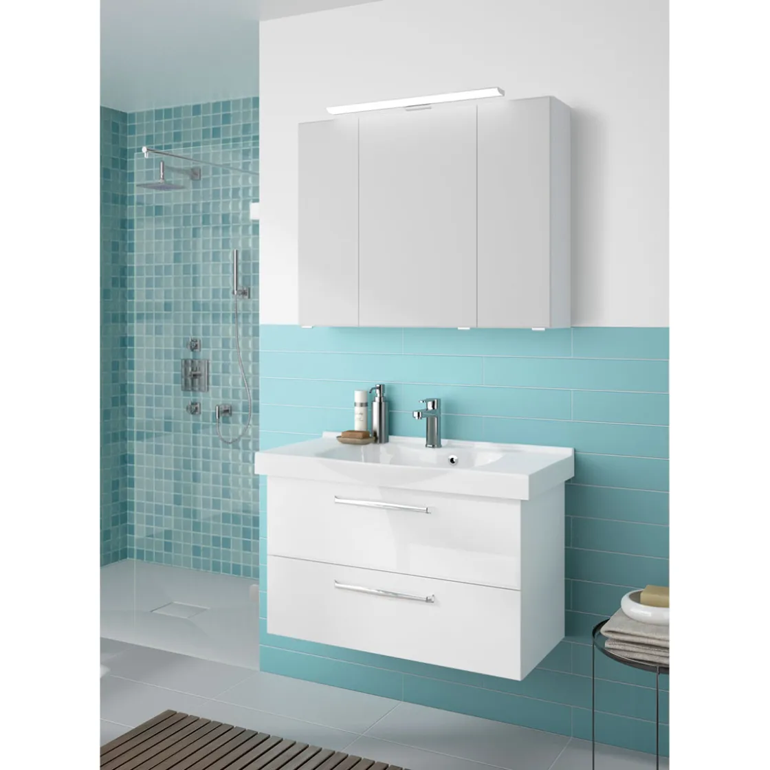 LED-Spiegelschrank Trentino inkl Leuchtmittel weiß 90 x 70 x 20 cm ^ Pelipal
