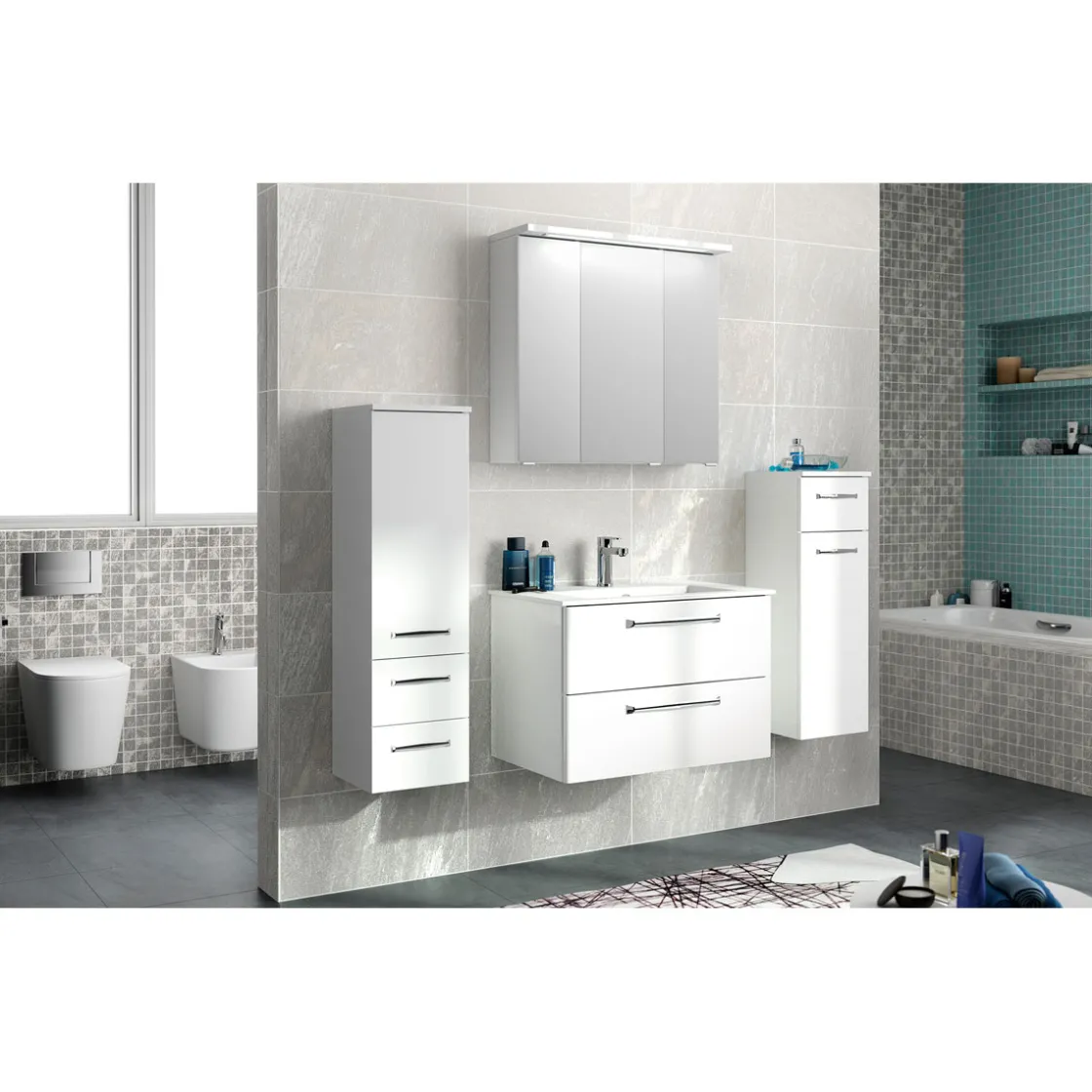 Midischrank Trentino weiß hochglanz 30 x 109 x 33 cm ^ Pelipal Outlet