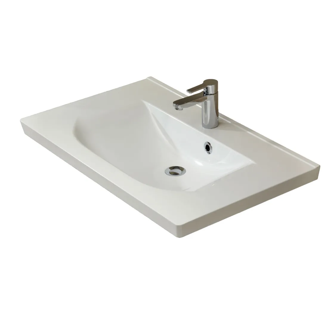 Mineralmarmor-Waschtisch Trentino weiß 51 x 80 x 3,5 cm ^ Pelipal Clearance