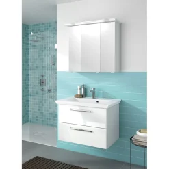 Mineralmarmor-Waschtisch Trentino weiß 51 x 80 x 3,5 cm ^ Pelipal Clearance