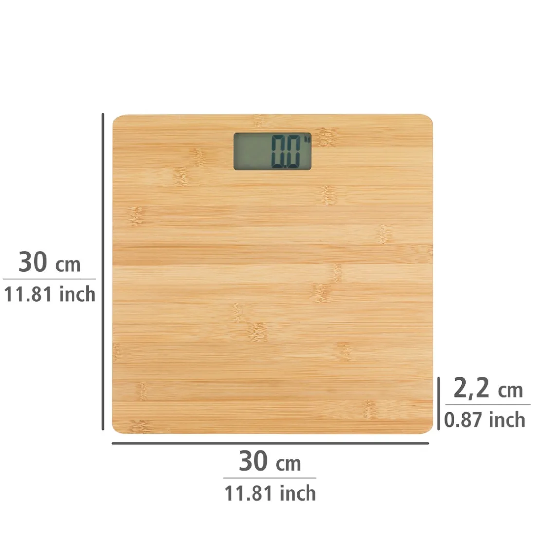 Personenwaage Bambus LCD 30x30 cm braun ^ Wenko