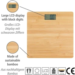 Personenwaage Bambus LCD 30x30 cm braun ^ Wenko