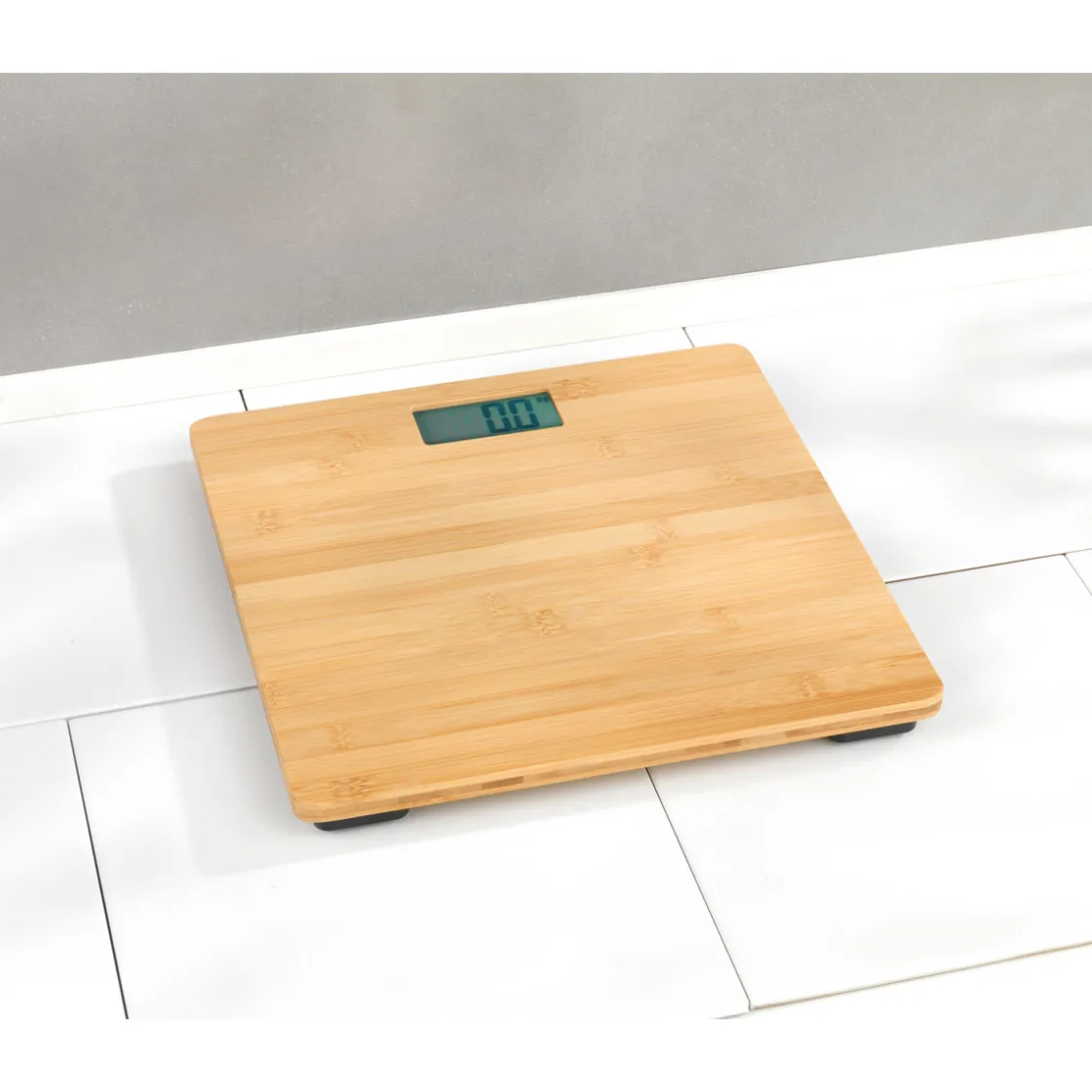 Personenwaage Bambus LCD 30x30 cm braun ^ Wenko