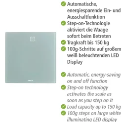 Personenwaage LED 30x30cm grau ^ Wenko