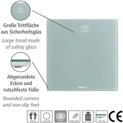 Personenwaage LED 30x30cm grau ^ Wenko