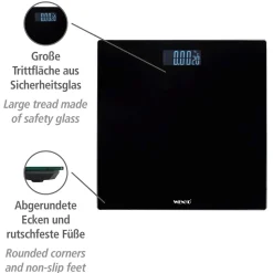 Personenwaage LED 28x28cm, schwarz ^ Wenko Outlet