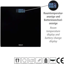 Personenwaage LED 28x28cm, schwarz ^ Wenko Outlet
