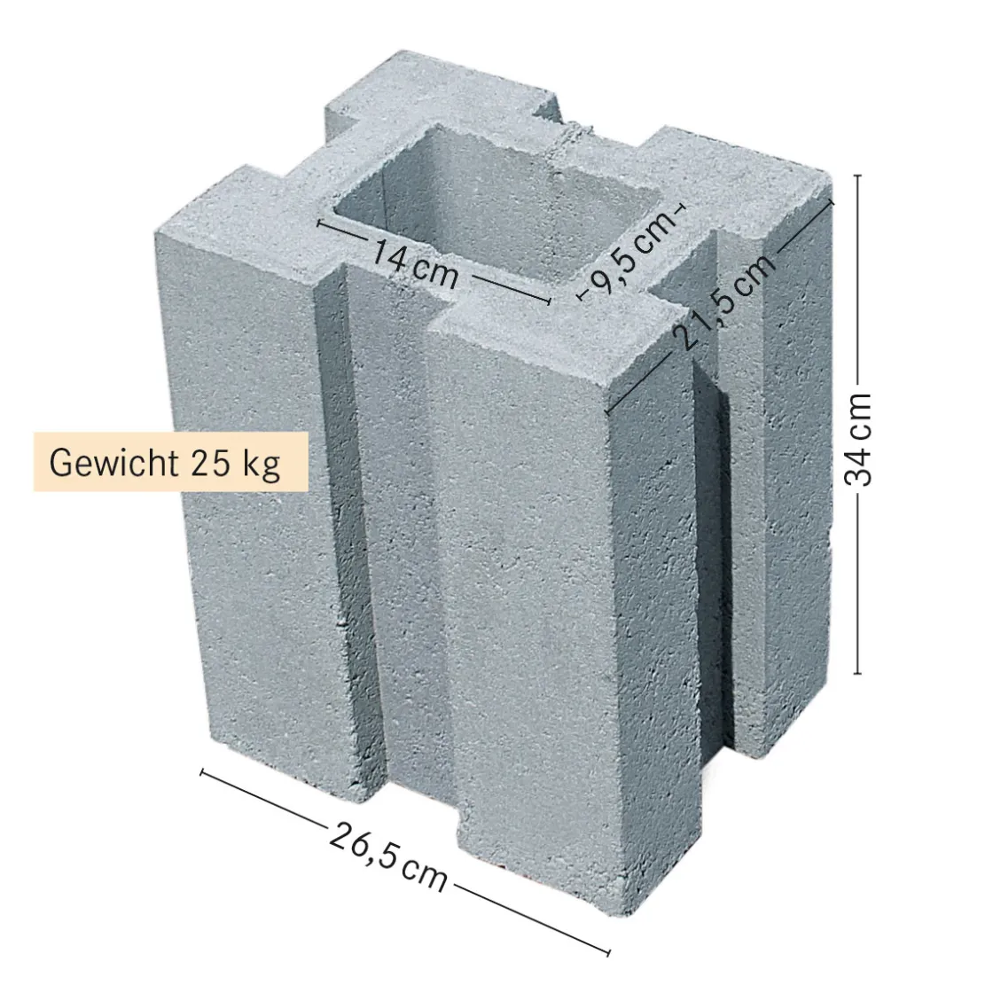 Pfostenfundamentstein 34x26,5x21,5 cm ^ Diephaus
