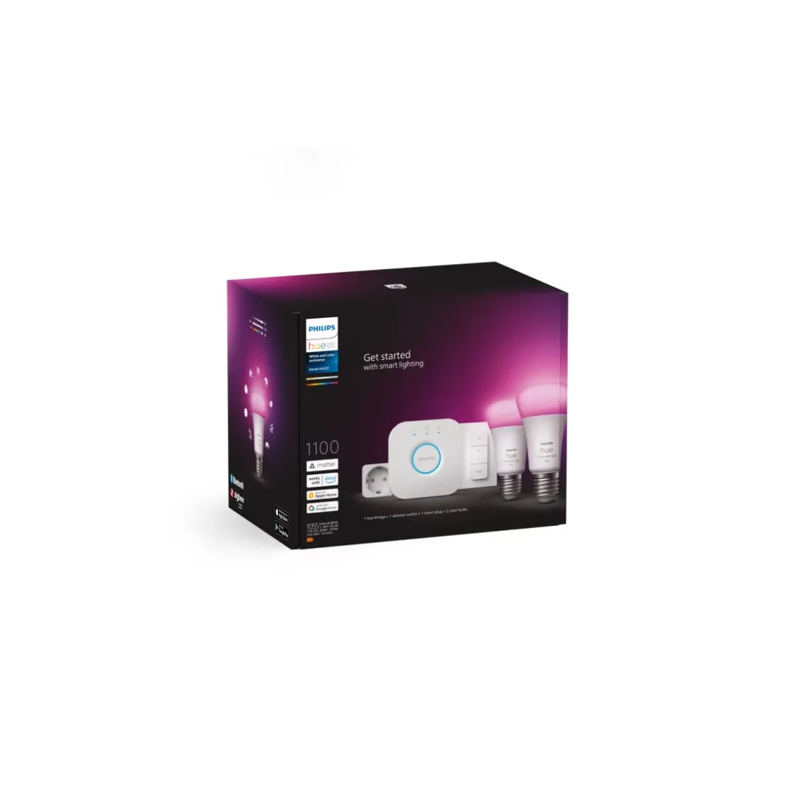 Starter-Set White und Color Ambiance 2 x LED-Lampe E27 Bridge Dimmschalter Smart Plug ^ Philips Hue Hot