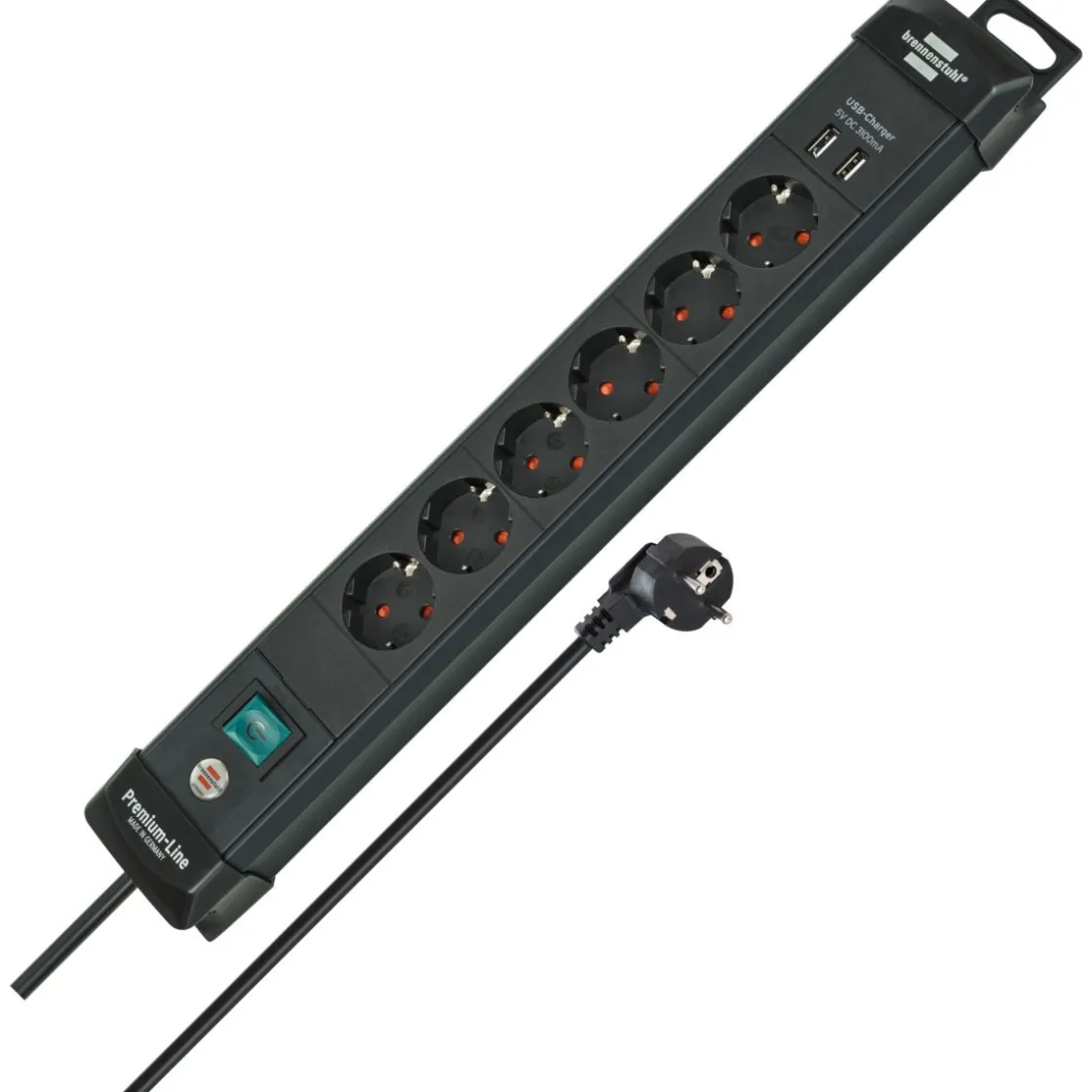 Premium Line 6fach mit USB schwarz 3 mH05VV-F 3G1,5 ^ Brennenstuhl Outlet
