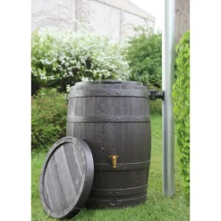 Regenfass Vino mit Deckel 250 L braun ^ 4rain New