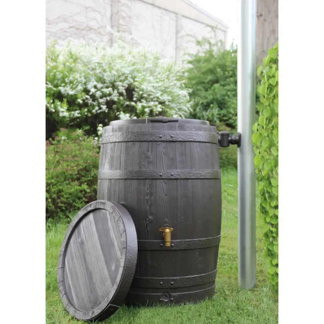 Regenfass Vino mit Deckel 250 L braun ^ 4rain New