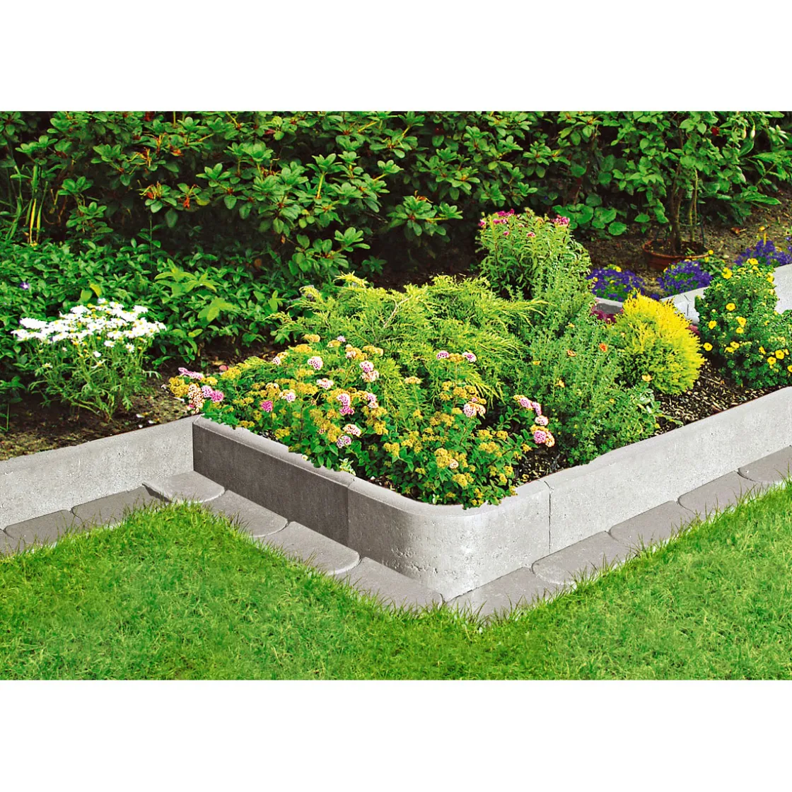 Rasenbord, grau mit Nut und Feder100x25x5 cm ^ Lusit Hot