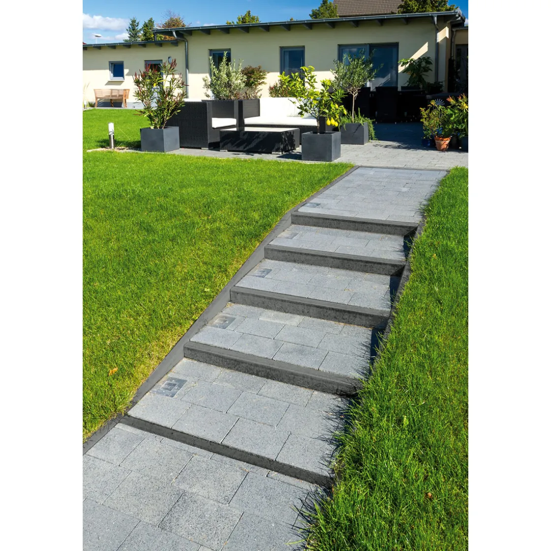 Rasenbord 6x25x100cm anthrazit einseitiggefast ^ Lusit Discount