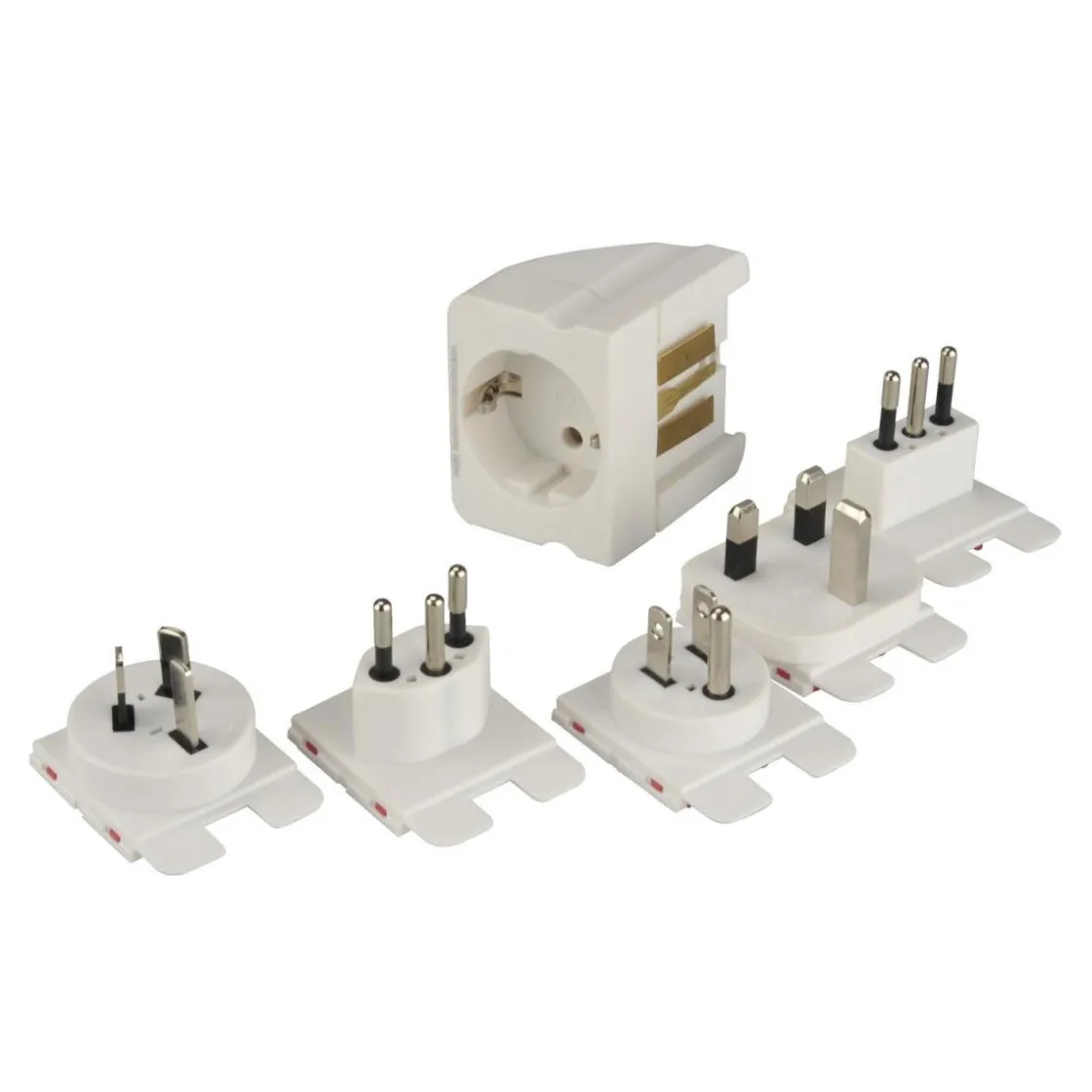 Reisestecker Welt mit Zusatzsicherung ^ New