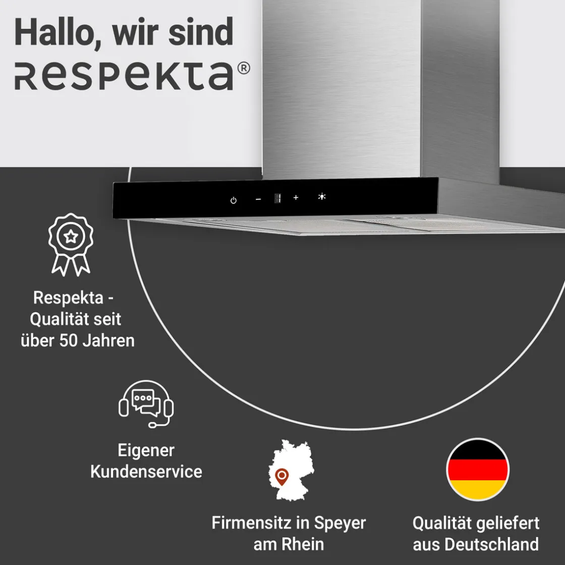 Haube Edelstahl 60cm EEK A++9 Leistungsstufen LED-Beleuchtung ^ Respekta Online