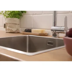 Spuele Edelstahl 49 cminkl. Ab- und Ueberlaufgarnitur ^ Respekta Best