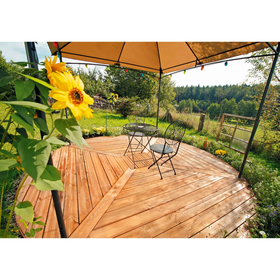 Terrassendiele Kiefer/Teak 300 x 14,5 x 2,8 cm ^ Rettenmeier