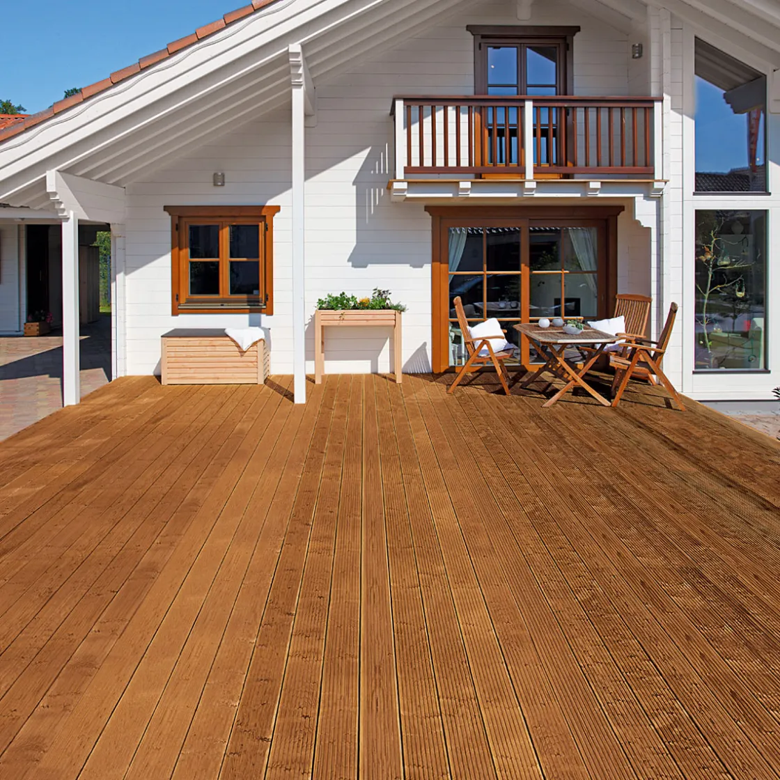 Terrassendiele Kiefer/Teak 300 x 14,5 x 2,8 cm ^ Rettenmeier