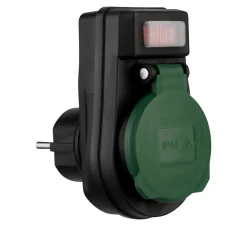 Außensteckdose mit Schalter IP44 schwarz/grün ^ REV Ritter Discount
